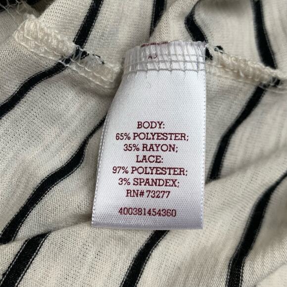 Striped Lace Trim Lace Open Back Slit Sleeveless Tank Top NWOT - Picture 11 of 12